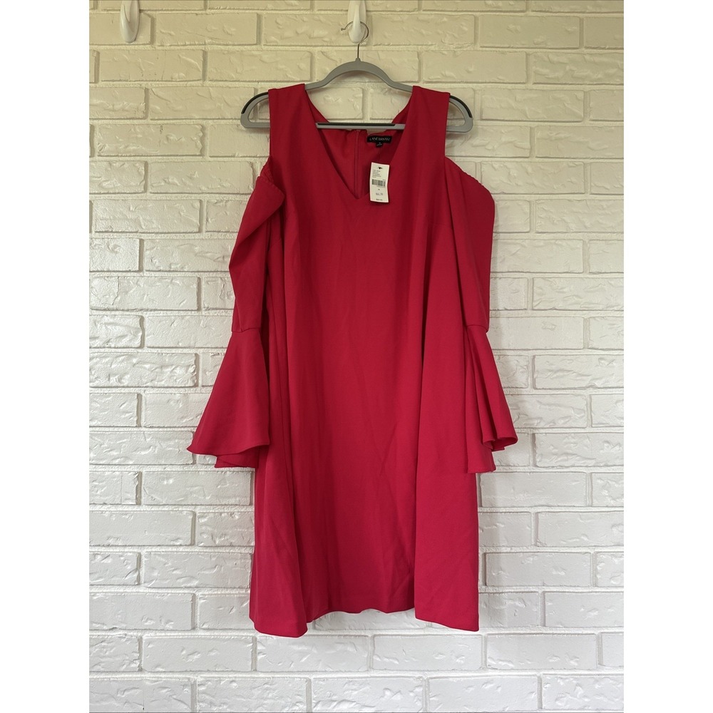 Lane Bryant NWT Size 18 Pink Shift Bell Sleeve Mini Dress Cold Shoulder‎ Wedding